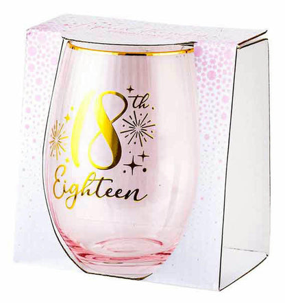 18TH FLUTED PINK STEMLESS GLASS 