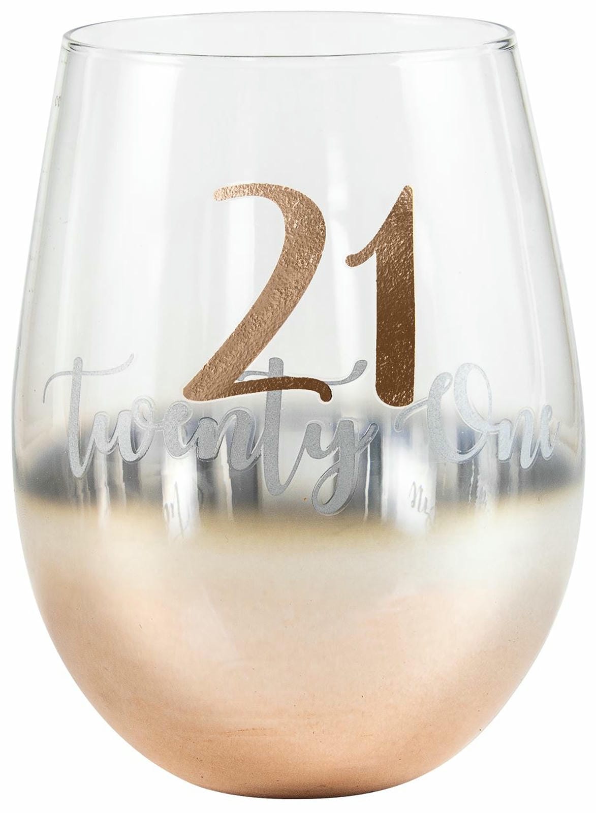 21 ROSE GOLD OMBRE STEMLESS WINE GLASS 