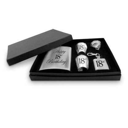 HIP FLASK SET 18TH 5PC SET 