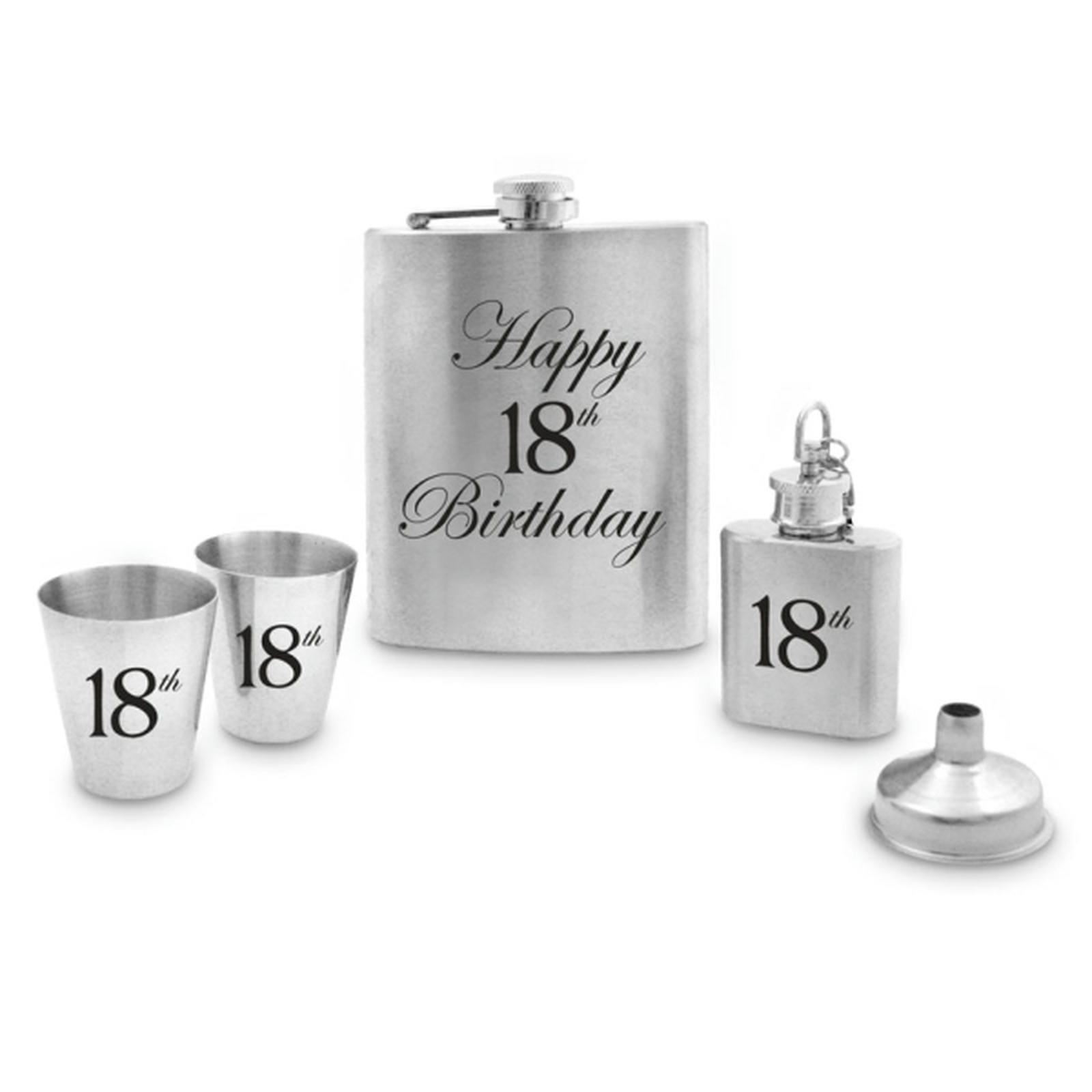 HIP FLASK SET 18TH 5PC SET 