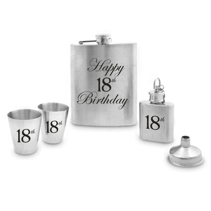 HIP FLASK SET 18TH 5PC SET 