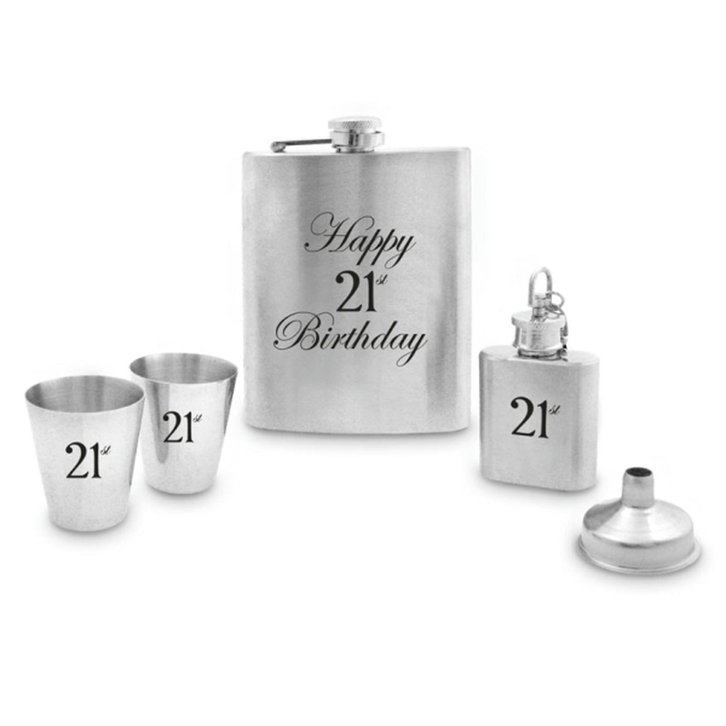 HIP FLASK SET 21ST 5PC SET 