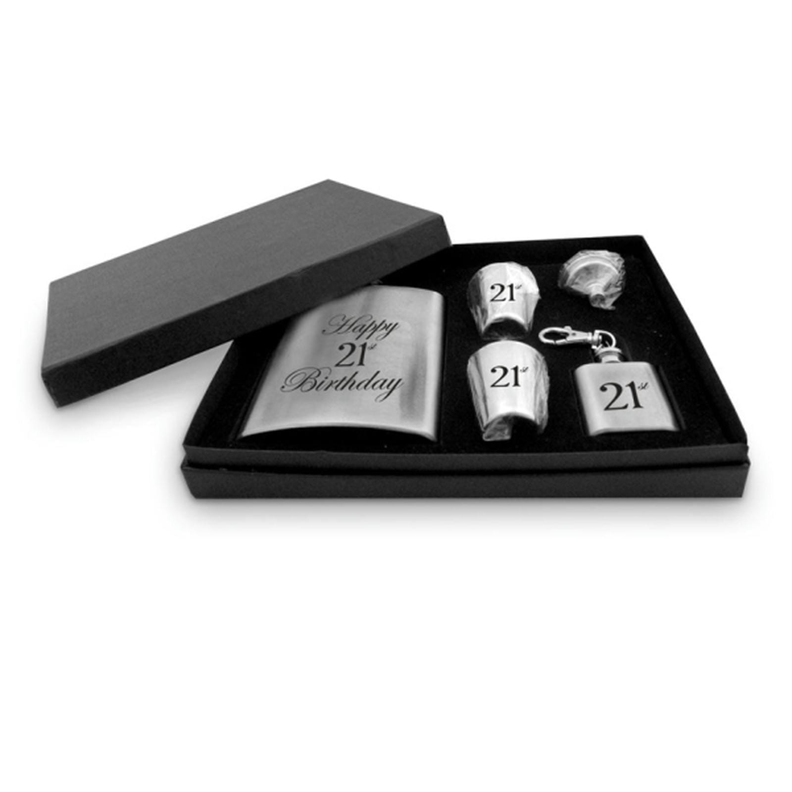 HIP FLASK SET 21ST 5PC SET 