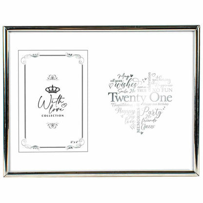 21ST B DAY SILVER EDGED FRAME 