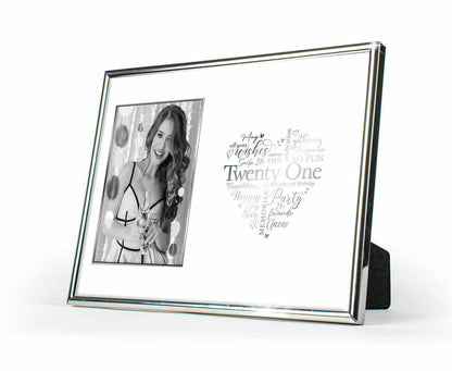 21ST B DAY SILVER EDGED FRAME 
