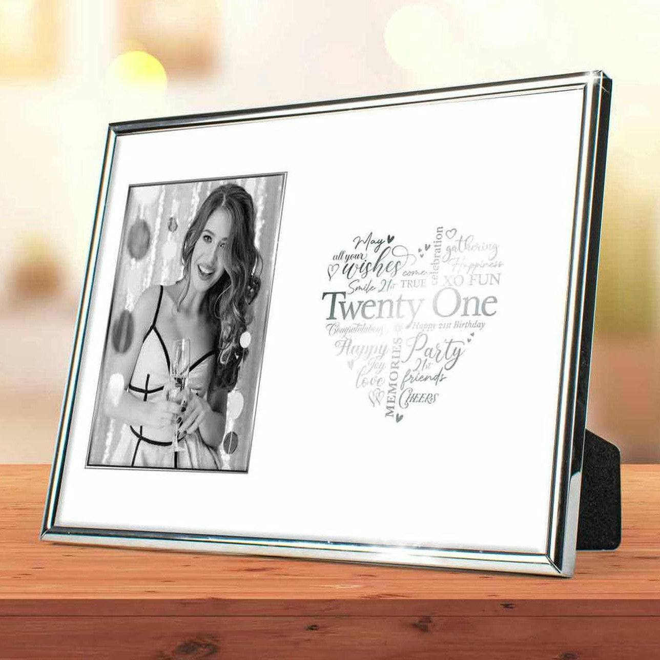 21ST B DAY SILVER EDGED FRAME 