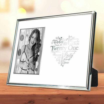 21ST B DAY SILVER EDGED FRAME 