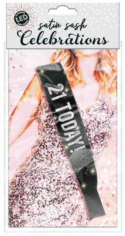 BLACK 21ST FLASHING SASH 
